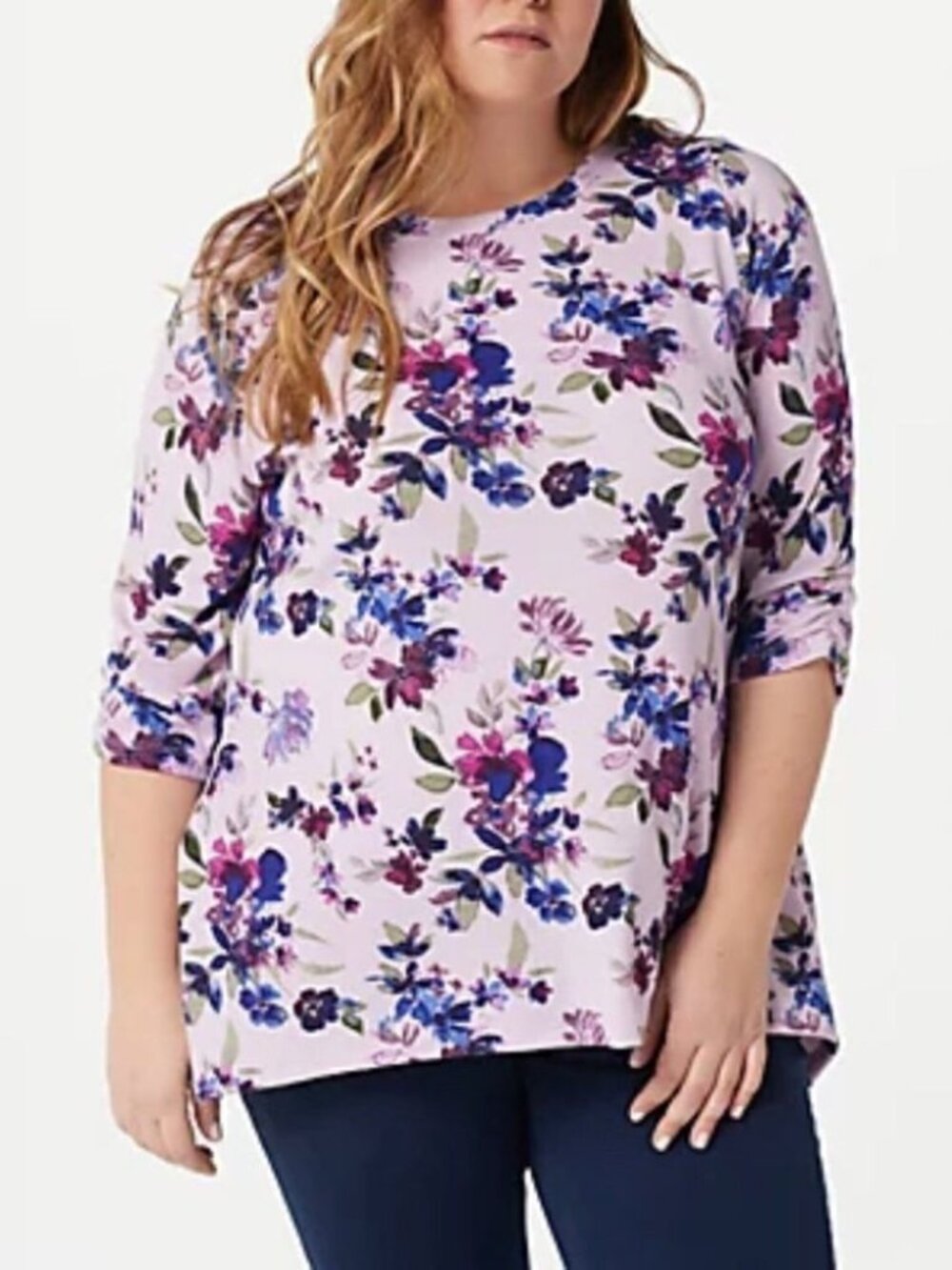 Denim & Co. Printed Heavenly Jersey 3/4 Sleeve Tunic